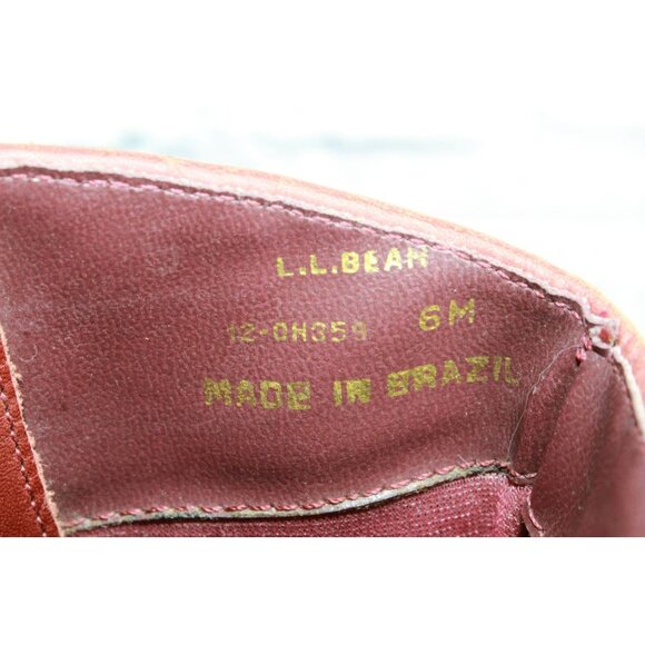 Vintage LL Bean Dingo Brown Braided Leather Western Pull-On Boots Size 6 M - Picture 8 of 10